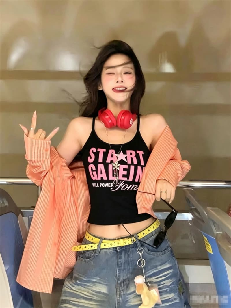 아메리칸 거리 핫걸 캐미솔 여름 패션 외출용 인사이드 가져 가라. 나만의 것을 가져와 라. 가슴 패드 캐주얼 슬림해 보이는 맨위 상세 이미지 22