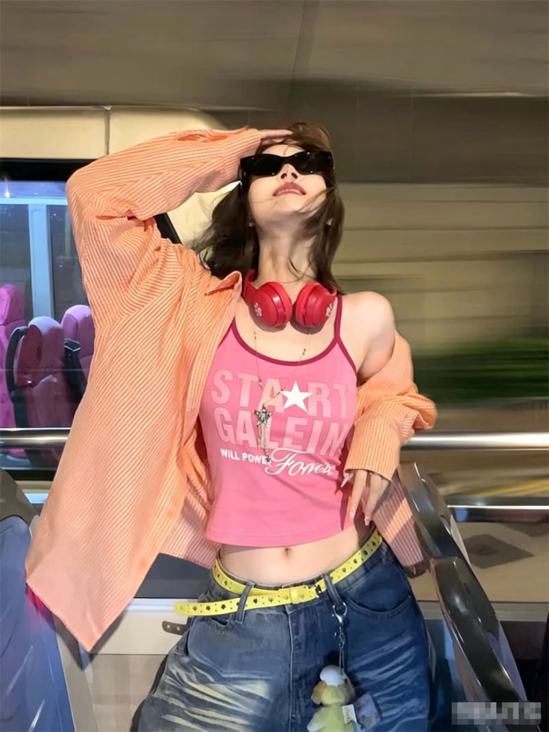 아메리칸 거리 핫걸 캐미솔 여름 패션 외출용 인사이드 가져 가라. 나만의 것을 가져와 라. 가슴 패드 캐주얼 슬림해 보이는 맨위 상세 이미지 28