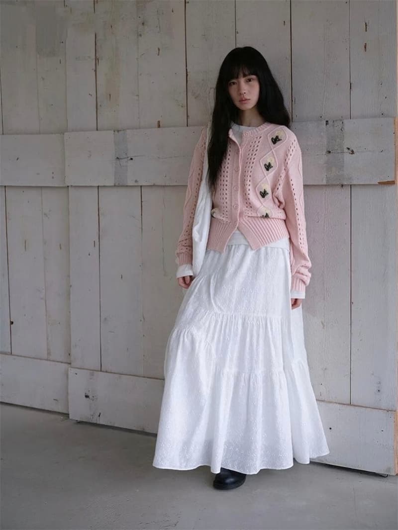 한 부서 3 차원 작은 꽃 자수 스웨터 오픈 가디건 가을 홀로우 아웃 다이아몬드 모양 그리드 쇼트 스타일 라운드 넥 다용도 니트 여성 코트 상세 이미지 18