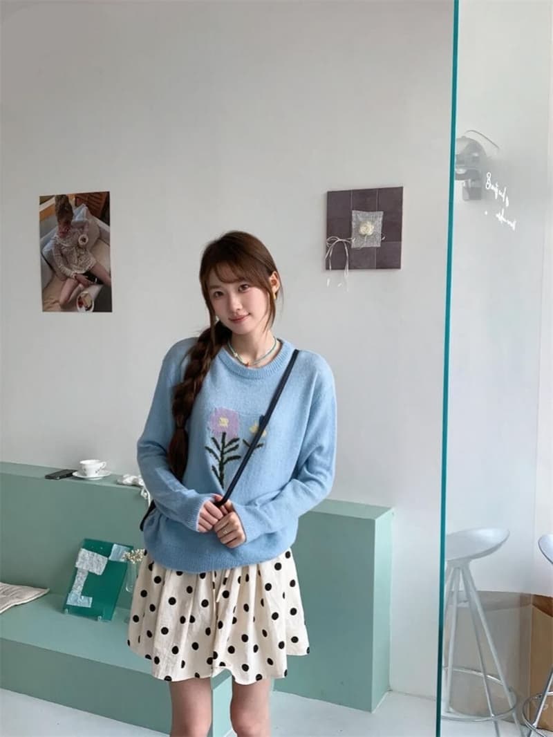 크림 부서 5 가지 색상 꽃무늬 니트 스웨터 얇고 가벼운 마이크로 ~을 통해 루즈핏 라운드 넥 이른 가을 부드러운 바람 긴팔 블라우스 맨위 상세 이미지 23