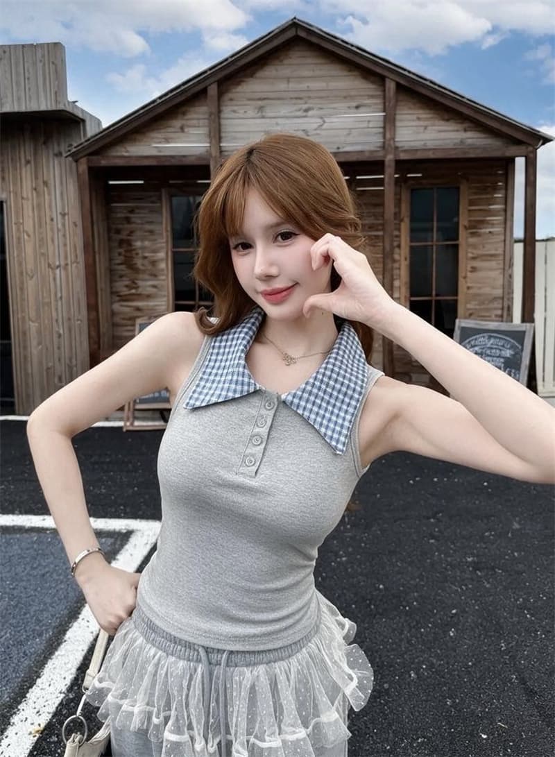 2026 여름 패션 핫걸 바람 민소매 캐미솔 여성 의류 다용도 벨트 가슴 패드 하나 알파벳 아름다움 뒤쪽에 의류 상세 이미지 16