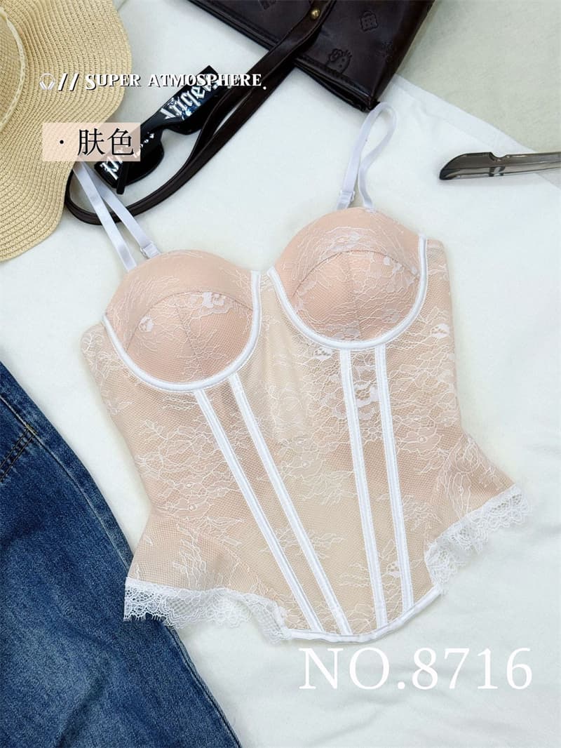 힘 공장 폭발 레이스 스트랩 생선뼈 코르셋 패션 섹시함 캐미솔 벨트 가슴 패드 핫걸 맨위 여성 상세 이미지 14