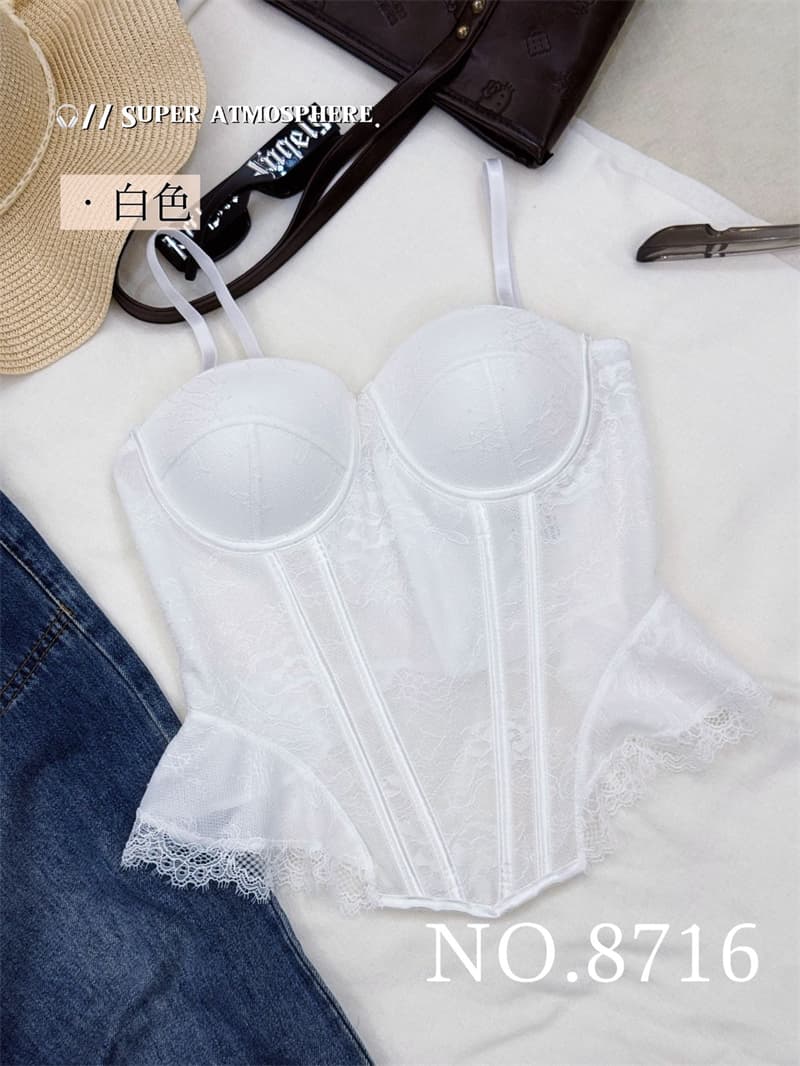 힘 공장 폭발 레이스 스트랩 생선뼈 코르셋 패션 섹시함 캐미솔 벨트 가슴 패드 핫걸 맨위 여성 상세 이미지 16