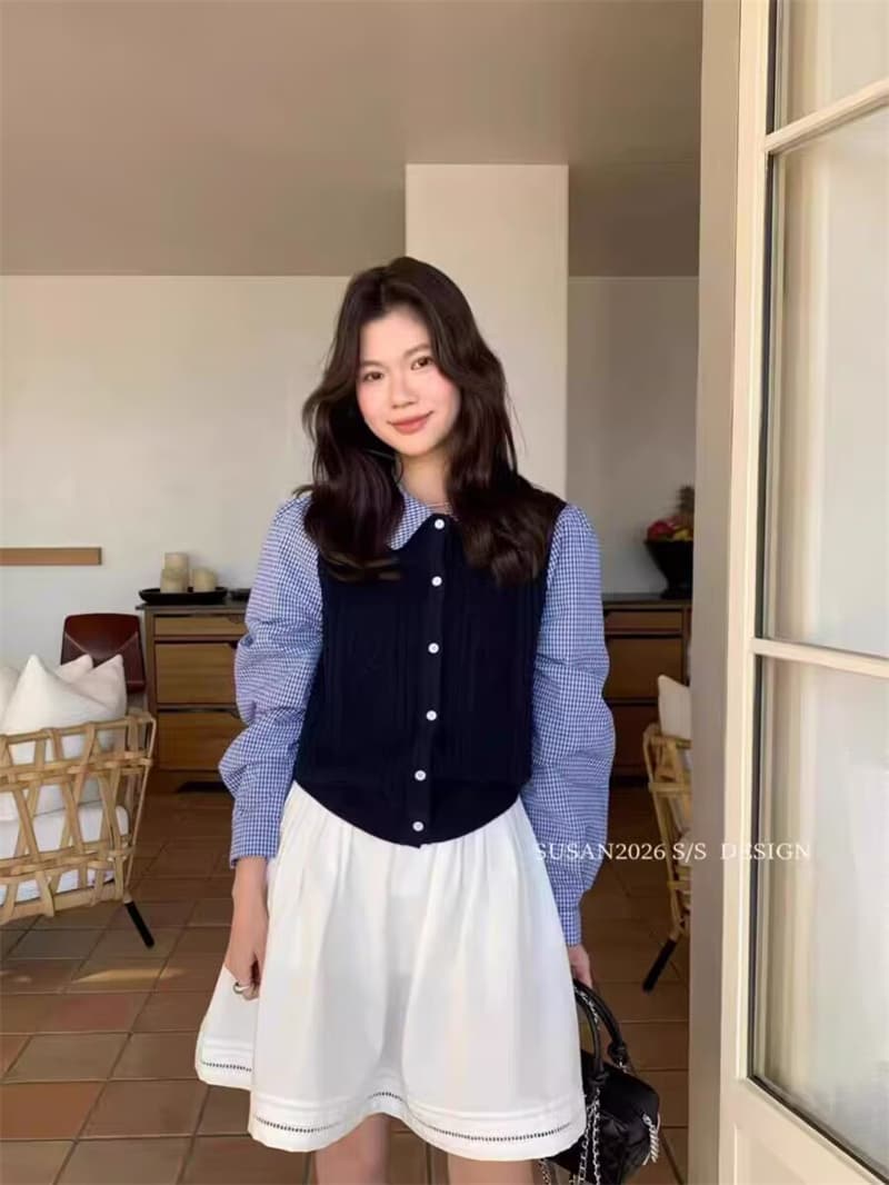 한 부서 학원 스타일 다용도 페이크 레이어드 니트 스웨터 여성 폴로 칼라 긴팔 스택 착용 느긋한 바람 미니멀리즘 가을 맨위 여성 상세 이미지 6