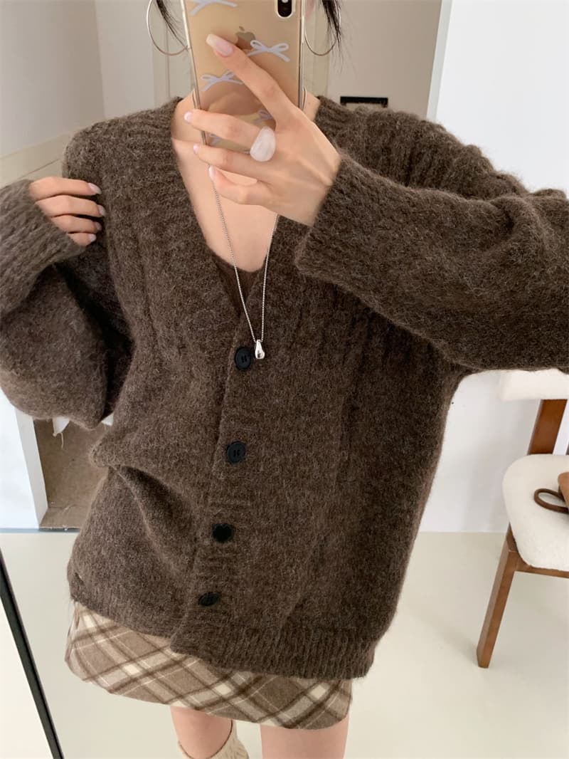 실사 가을 부드러운 찹쌀 느긋한 바람 오픈 가디건 여성 봄 고급 센스 루즈핏 V넥 꽈배기 니트 쇼트 스타일 맨위 두꺼움 상세 이미지 7