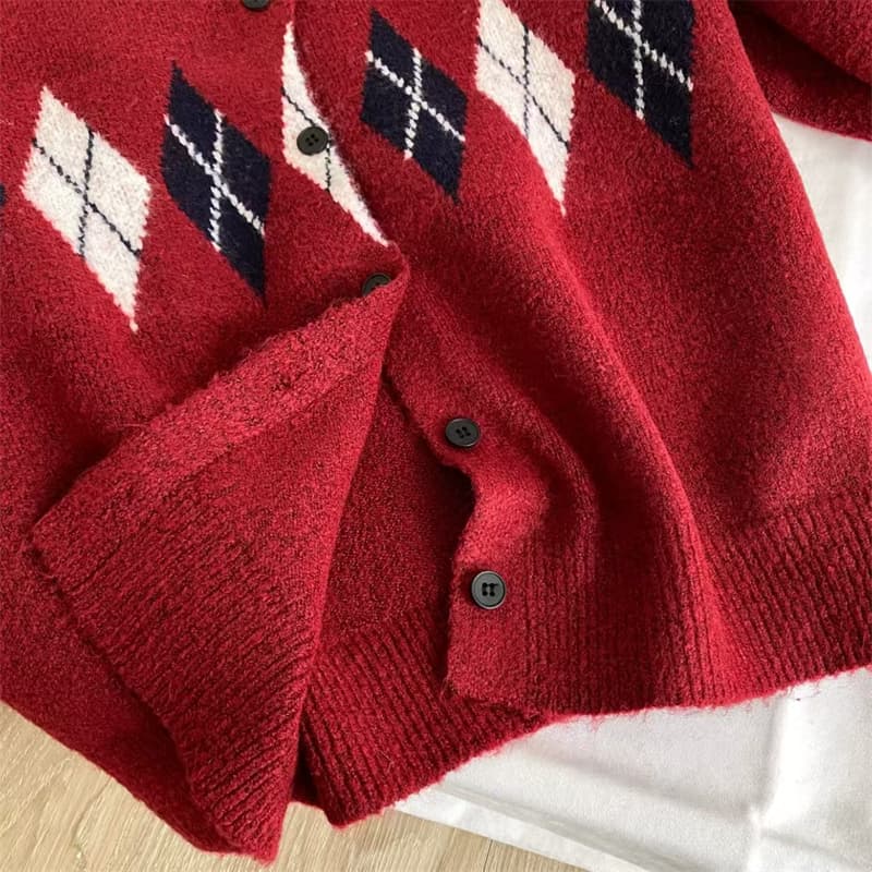 실사 학원 스타일 데님 POLO 칼라 링 체크무늬 니트 오픈 가디건 여성 가을 스웨터 코트 작은 대중 고급 센스 맨위 상세 이미지 18