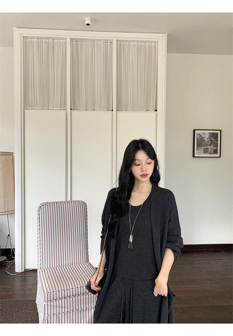실사 새로운 가을 루즈핏 패션 오래된 돈 바람 전체 양모 느긋한 바람 조끼 오픈 가디건 캐주얼 바지 세트 상세 이미지 17
