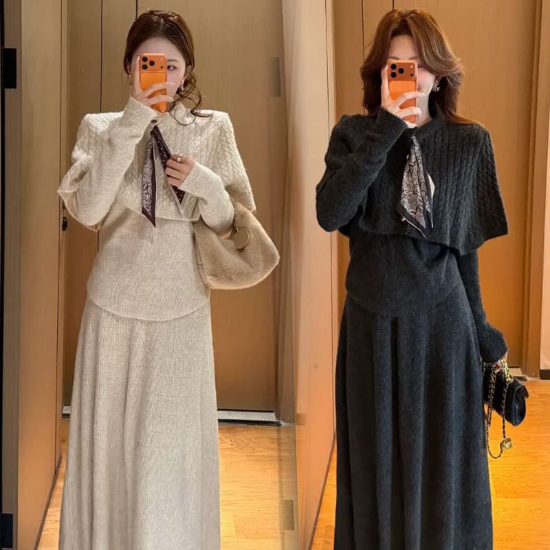 지금 지금 신제품 출산 착용 스카프 망토 예쁜 스웨터 수 있습니다. 조정 반신 스커트 패션 스웨터 3종 세트 이미지 3