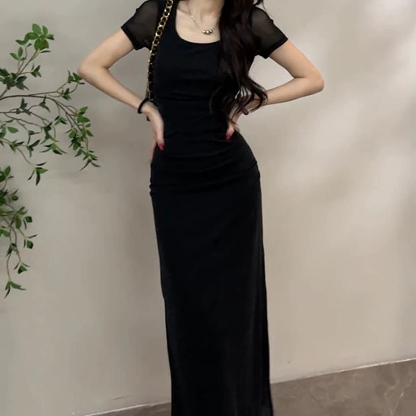 출산 착용 프랑스식 반팔 드레스 2026 새로운 폭발 여름 고급 센스 몸매 가꾸기 타이트 스커트 이미지 5