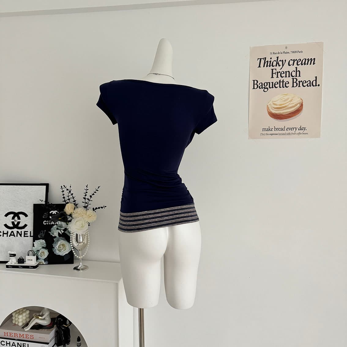 대 말더듬기 다우 시시 빛 틈 블루 레트로 학원 스타일 나비 레이스업 맨위 여름 허리 측면 펌프 Pleat 티셔츠 이미지 6