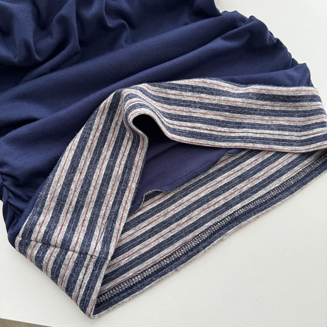 대 말더듬기 다우 시시 빛 틈 블루 레트로 학원 스타일 나비 레이스업 맨위 여름 허리 측면 펌프 Pleat 티셔츠 상세 이미지 12