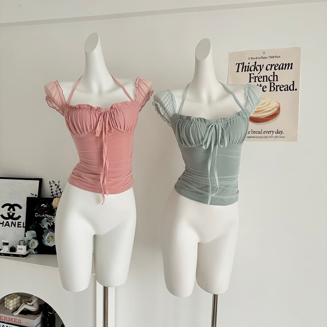 화이트 워터 여성 계단식 낭만주의 망사 해변가 휴가 맨위 여성 여름 섬 광장 칼라 품격 티셔츠 상세 이미지 4
