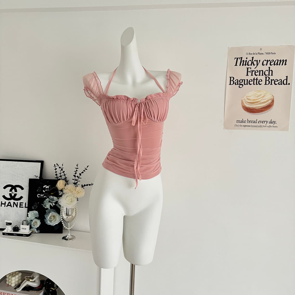 화이트 워터 여성 계단식 낭만주의 망사 해변가 휴가 맨위 여성 여름 섬 광장 칼라 품격 티셔츠 상세 이미지 7