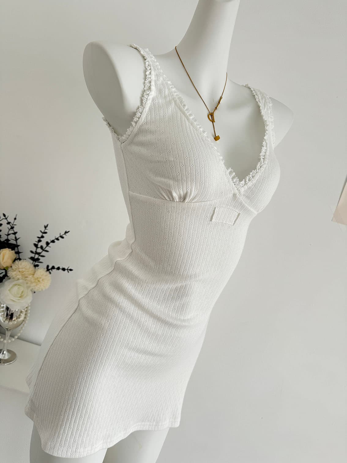 jmshop miu 부서 교과서 자카드 구덩이 기사 V넥 니트 미니 스커트 여성 순수한 욕망 섹시함 레이스 캐미솔 상세 이미지 13