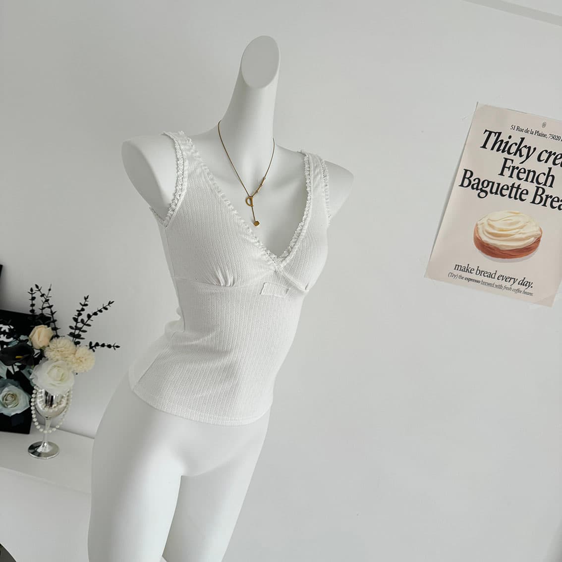 jmshop miu 부서 교과서 자카드 구덩이 기사 V넥 니트 미니 스커트 여성 순수한 욕망 섹시함 레이스 캐미솔 상세 이미지 21