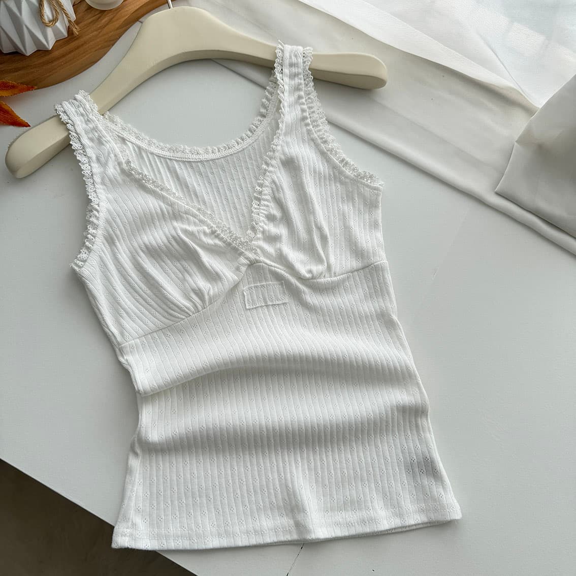 jmshop miu 부서 교과서 자카드 구덩이 기사 V넥 니트 미니 스커트 여성 순수한 욕망 섹시함 레이스 캐미솔 상세 이미지 23