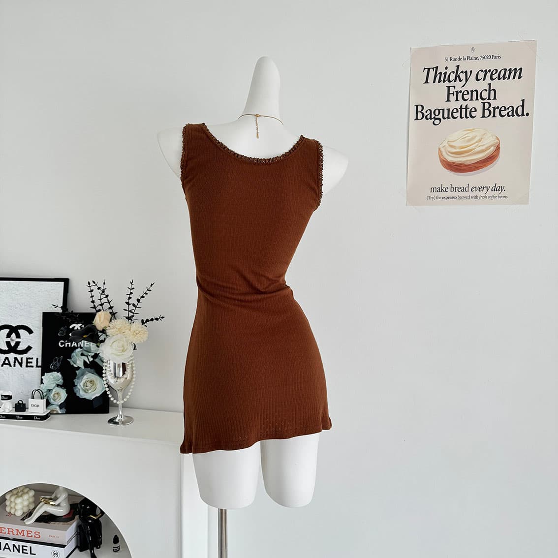 jmshop miu 부서 교과서 자카드 구덩이 기사 V넥 니트 미니 스커트 여성 순수한 욕망 섹시함 레이스 캐미솔 상세 이미지 43