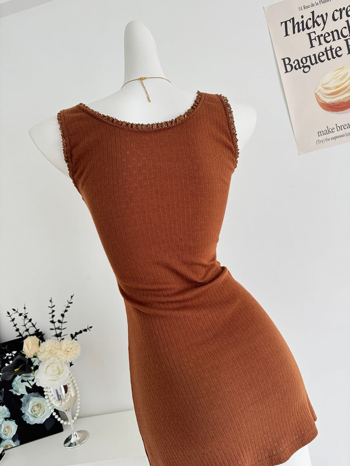 jmshop miu 부서 교과서 자카드 구덩이 기사 V넥 니트 미니 스커트 여성 순수한 욕망 섹시함 레이스 캐미솔 상세 이미지 44