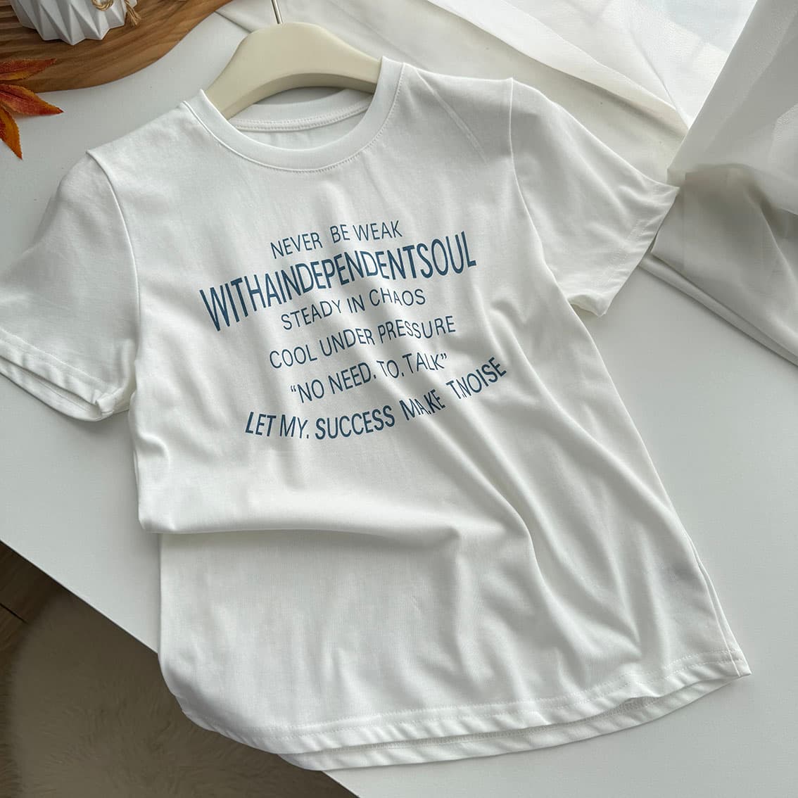 지구 Ouyang 주요 추진력 ig 장기 지배 더블 버전 전후 둘 착용 vtg 아메리칸 알파벳 프린트 반팔 티셔츠 상세 이미지 12