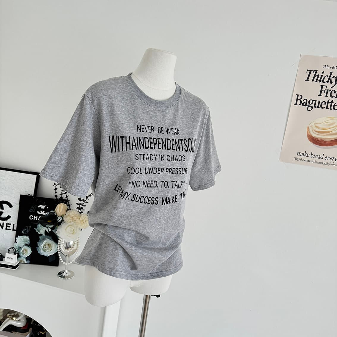 지구 Ouyang 주요 추진력 ig 장기 지배 더블 버전 전후 둘 착용 vtg 아메리칸 알파벳 프린트 반팔 티셔츠 상세 이미지 30