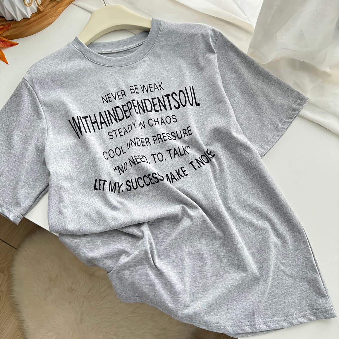 지구 Ouyang 주요 추진력 ig 장기 지배 더블 버전 전후 둘 착용 vtg 아메리칸 알파벳 프린트 반팔 티셔츠 상세 이미지 33