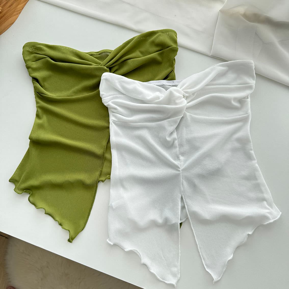 skk store 헤스 재스민 아름다움 ~까지 열기 행침 분위기 센스 비밀번호 수 있습니다. 달콤한 수 있습니다. 소금 물결무늬 측면 망사 튜브탑 상세 이미지 12