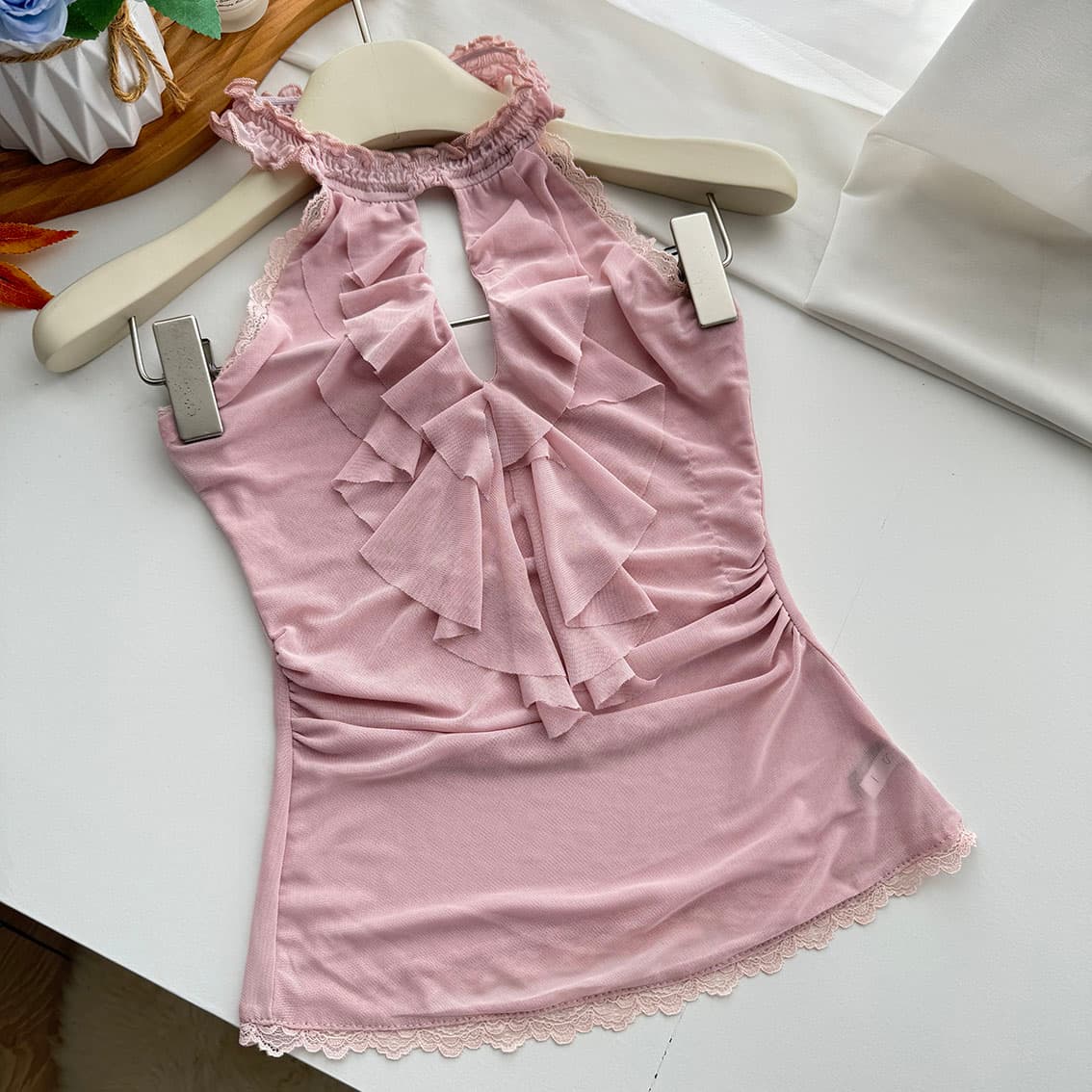 mejiu 꿀 나인 조용한 라임 연기 봄 순수한 욕망 보라색 행침 목 슬립 여성 여름 디자인 센스 핫걸 민소매 맨위 상세 이미지 31