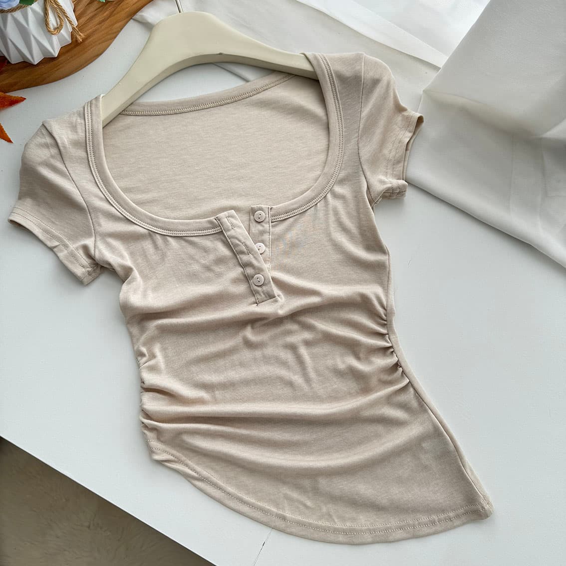 jmshop 프라임 프라임 아름다움 센스 주간 실크 양모 대 u 칼라 비스듬한 진자 티셔츠 순수한 욕망 행침 목 니트 원피스 투피스 세트 상세 이미지 25