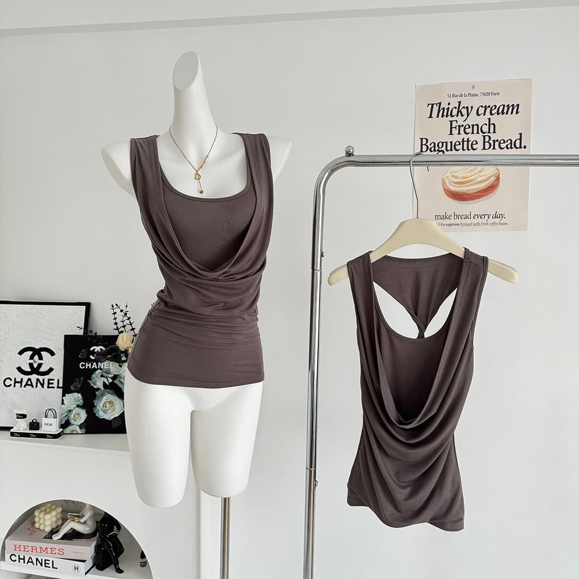 yolo shop 차가운 센스 라이 경기 서울 페이크 레이어드 흔들다 칼라 비틀림 디자인 슬립 여성 다용도 품격 조끼 맨위 상세 이미지 2