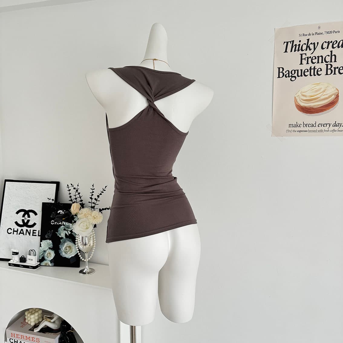 yolo shop 차가운 센스 라이 경기 서울 페이크 레이어드 흔들다 칼라 비틀림 디자인 슬립 여성 다용도 품격 조끼 맨위 상세 이미지 7