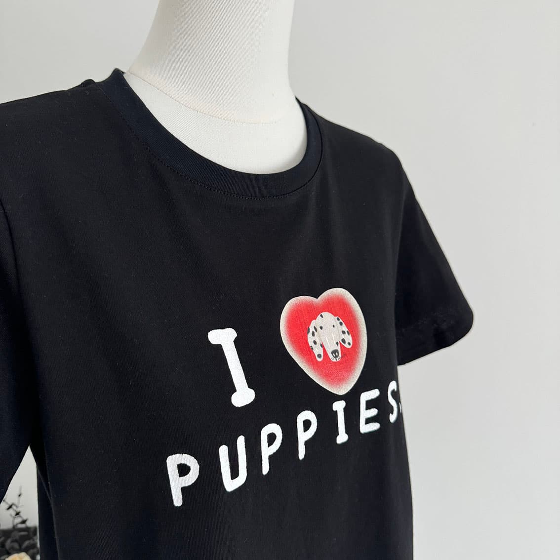 ashenonline ilovepoppies 오리지널 둘 색상 프린트 반팔 하트 강아지 레트로 워싱 티셔츠 상세 이미지 24