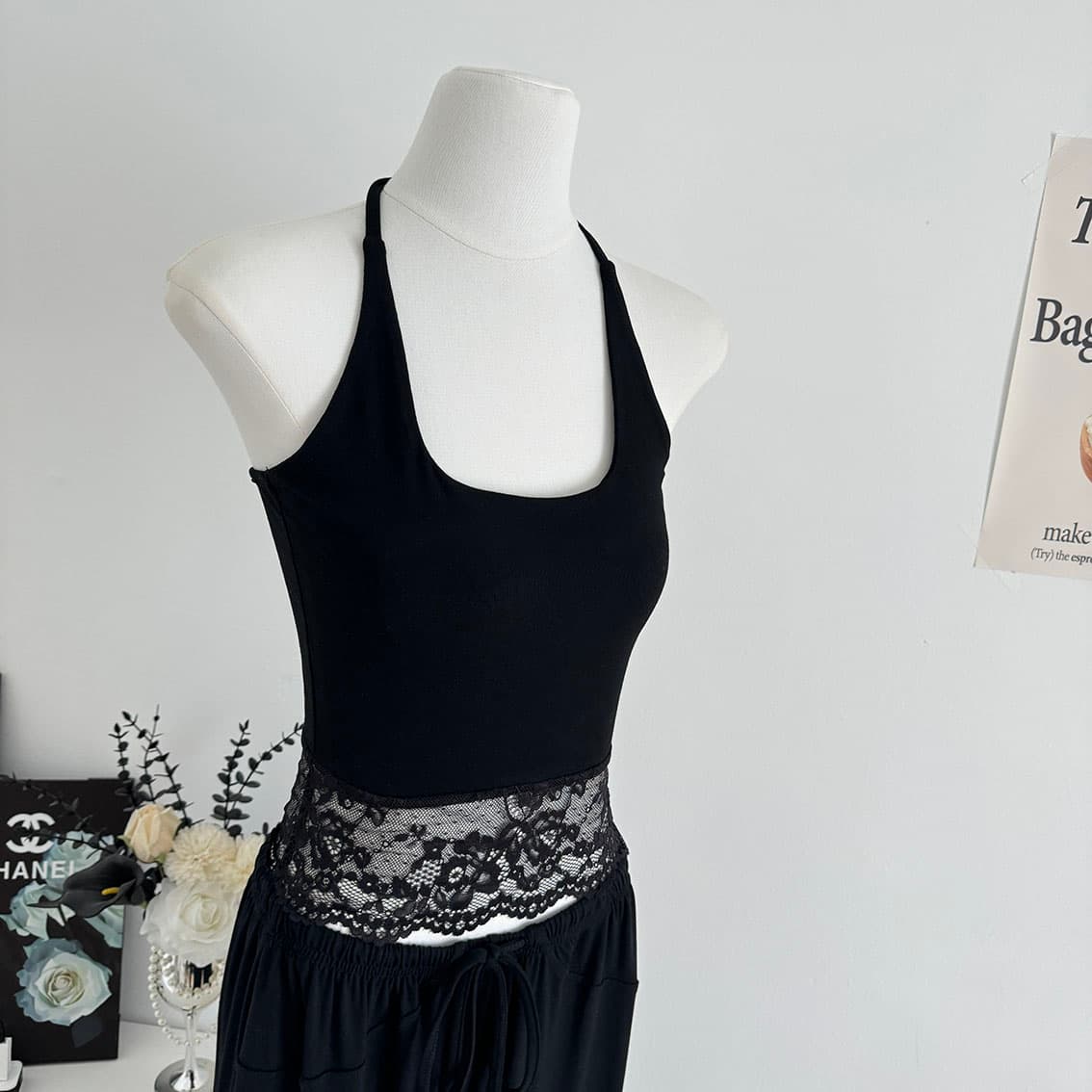 jmshop 바람둥이 느슨함 부서 주간 실크 양모 긴팔 티셔츠 레이스 레이스 행침 목 슬립 캐주얼 바지 세트 상세 이미지 11