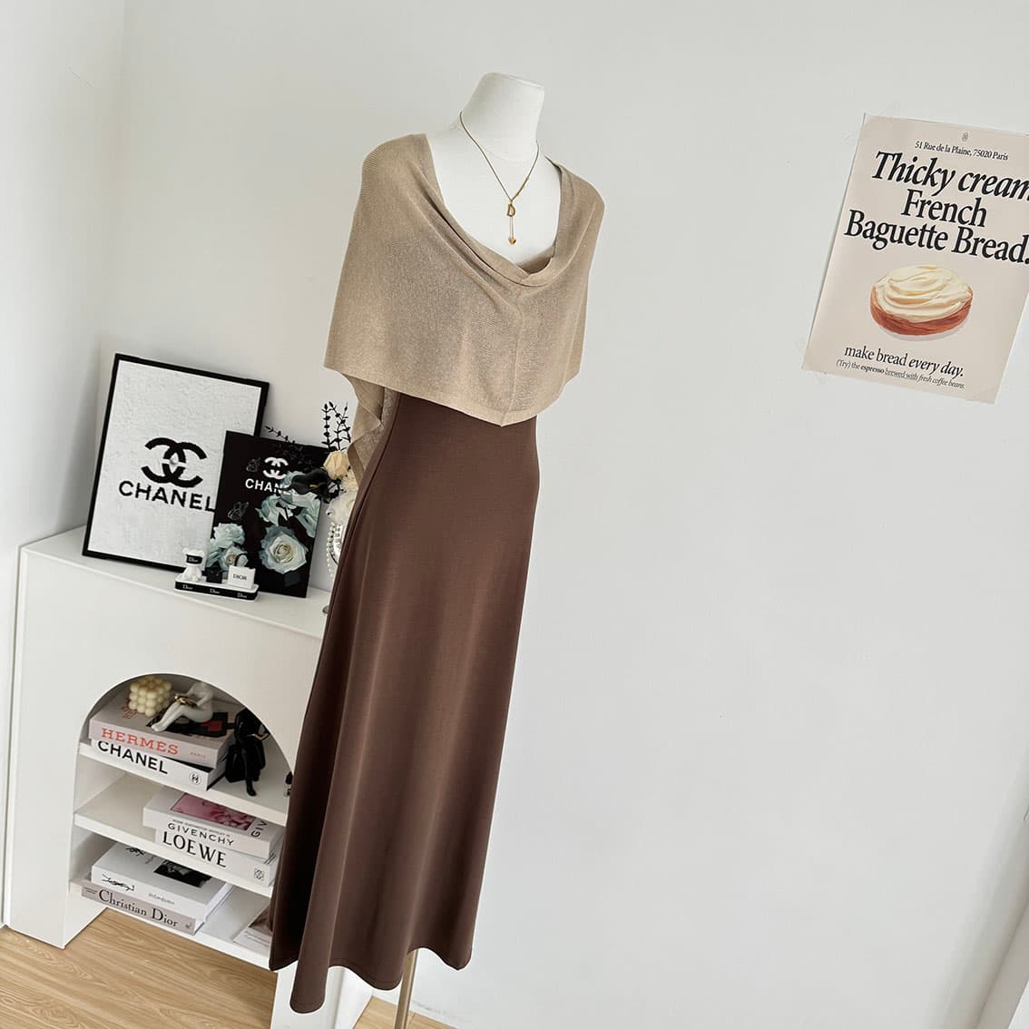 yolo shop 한 부서 느긋한 부드러운 품격 세트 아마 얇은 스타일 숄 몸매 가꾸기 허리 수축 슬립 드레스 상세 이미지 1