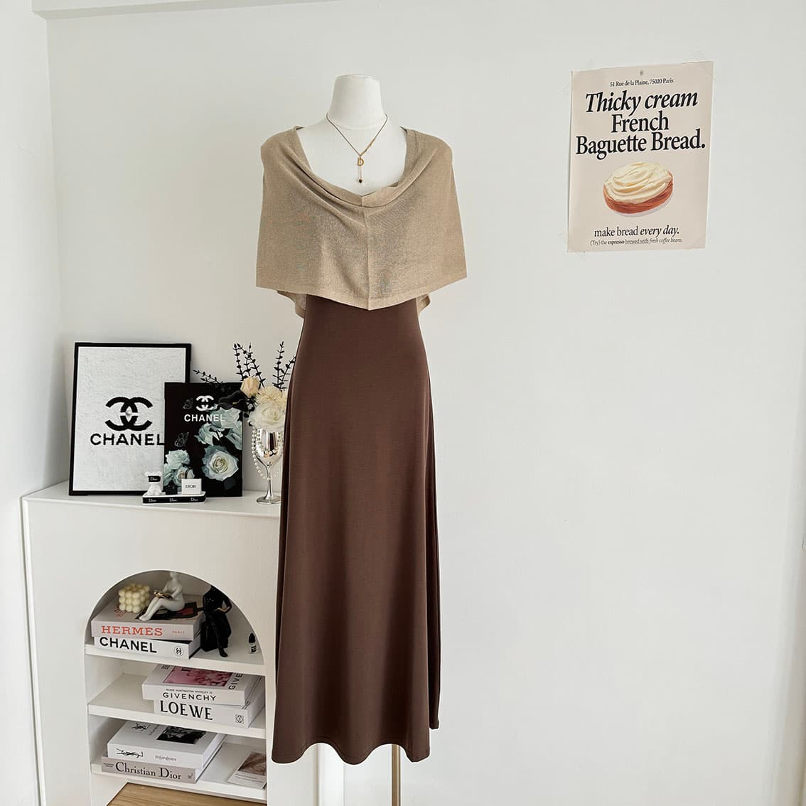 yolo shop 한 부서 느긋한 부드러운 품격 세트 아마 얇은 스타일 숄 몸매 가꾸기 허리 수축 슬립 드레스 상세 이미지 4