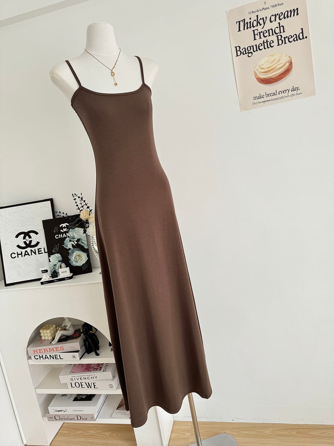 yolo shop 한 부서 느긋한 부드러운 품격 세트 아마 얇은 스타일 숄 몸매 가꾸기 허리 수축 슬립 드레스 상세 이미지 8