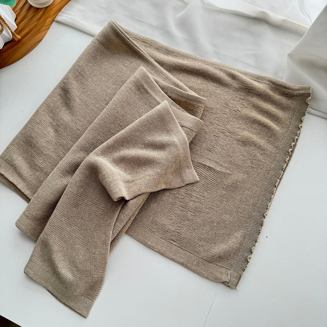yolo shop 한 부서 느긋한 부드러운 품격 세트 아마 얇은 스타일 숄 몸매 가꾸기 허리 수축 슬립 드레스 상세 이미지 13