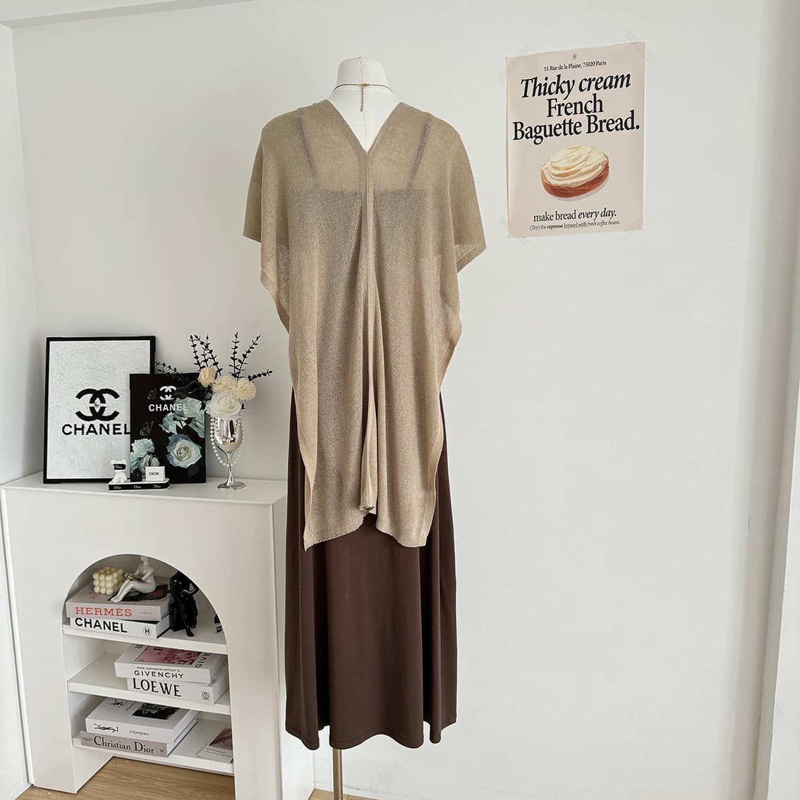 yolo shop 한 부서 느긋한 부드러운 품격 세트 아마 얇은 스타일 숄 몸매 가꾸기 허리 수축 슬립 드레스 상세 이미지 11