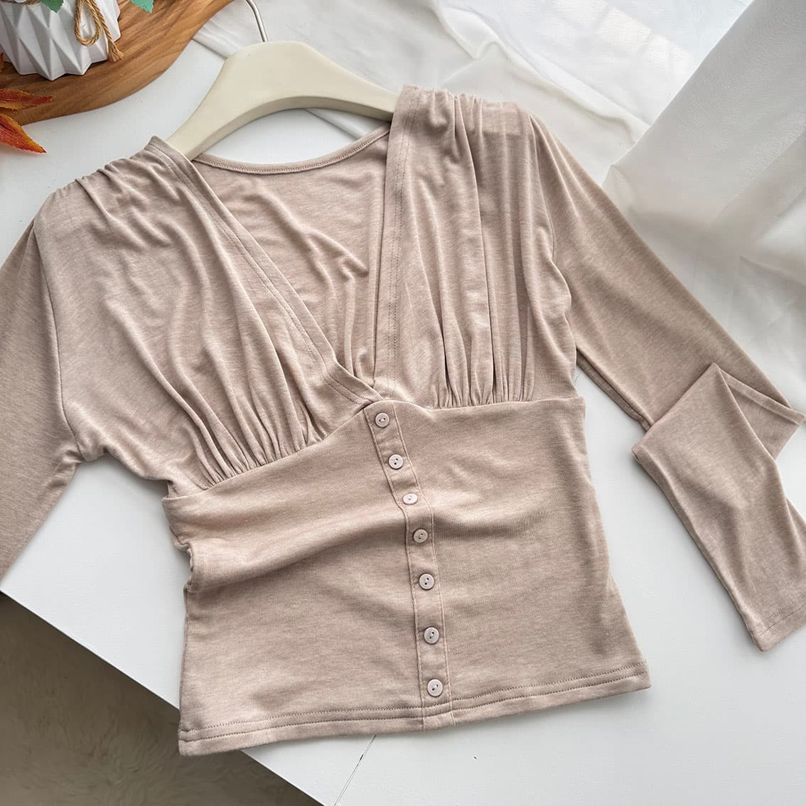 jmshop 하트 비트 메모 가게 순수한 욕망 V넥 허리 수축 슬림해 보이는 니트 스웨터 나만의 것을 가져와 라. 가슴 패드 레이스 슬립 세트 상세 이미지 25