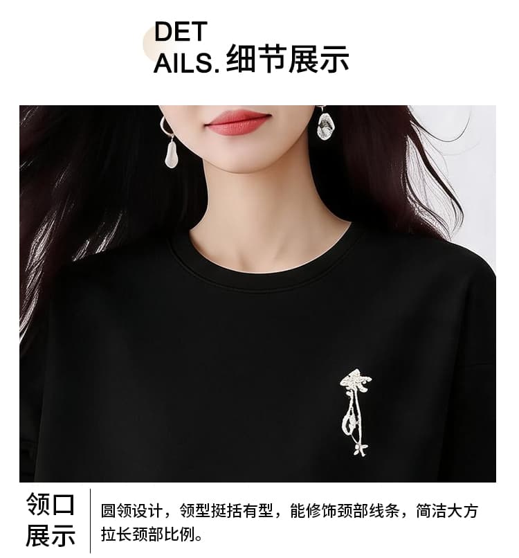 실사 빅 사이즈 여성 의류 2026 가을 새로운 패션 레이스 루즈핏 페이크 레이어드 빅 사이즈 후드티 여성 상세 이미지 5