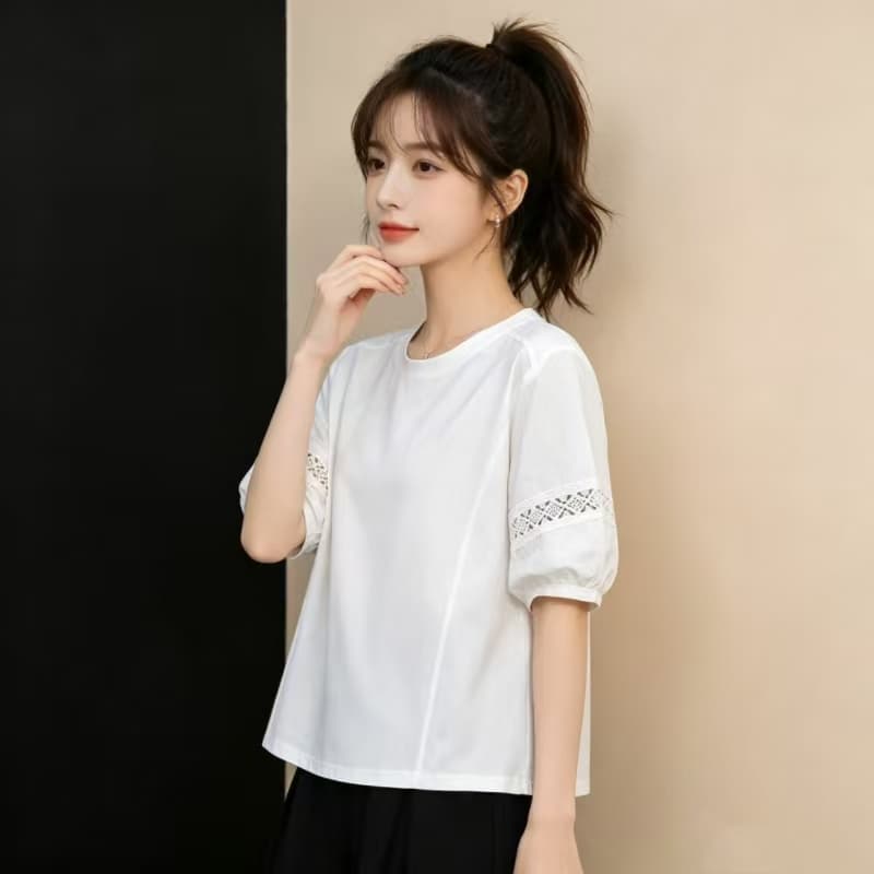 2026 새로운 홀로우 아웃 패치워크 빅 사이즈 반팔 티셔츠 폭발 슈퍼 화재 연령 감소 반소매 여름 디자인 센스 맨위 이미지 2