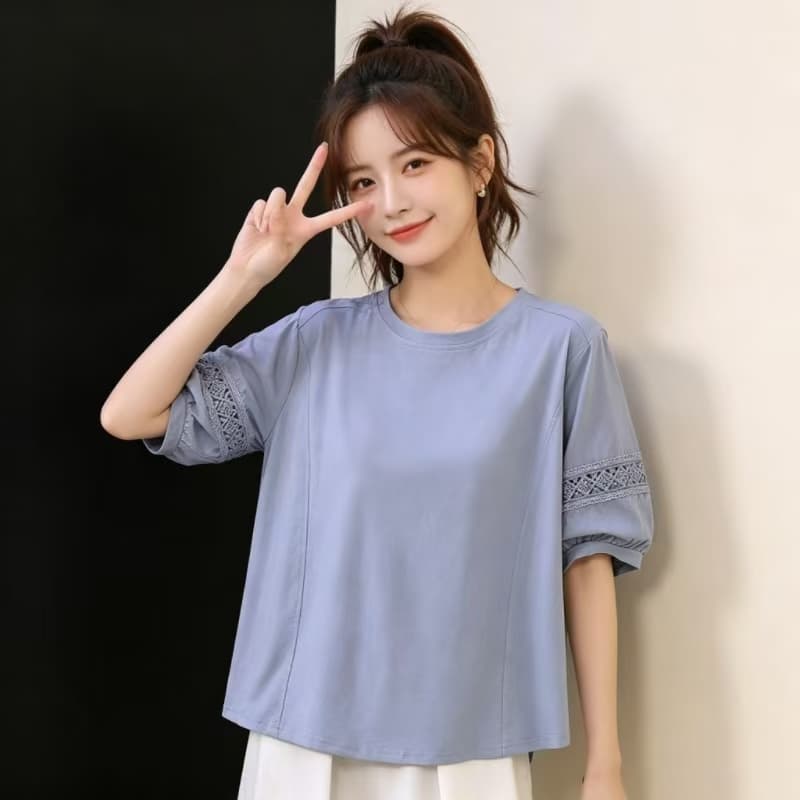 2026 새로운 홀로우 아웃 패치워크 빅 사이즈 반팔 티셔츠 폭발 슈퍼 화재 연령 감소 반소매 여름 디자인 센스 맨위 상세 이미지 8