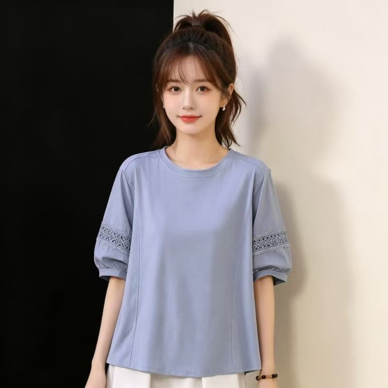 2026 새로운 홀로우 아웃 패치워크 빅 사이즈 반팔 티셔츠 폭발 슈퍼 화재 연령 감소 반소매 여름 디자인 센스 맨위 상세 이미지 13