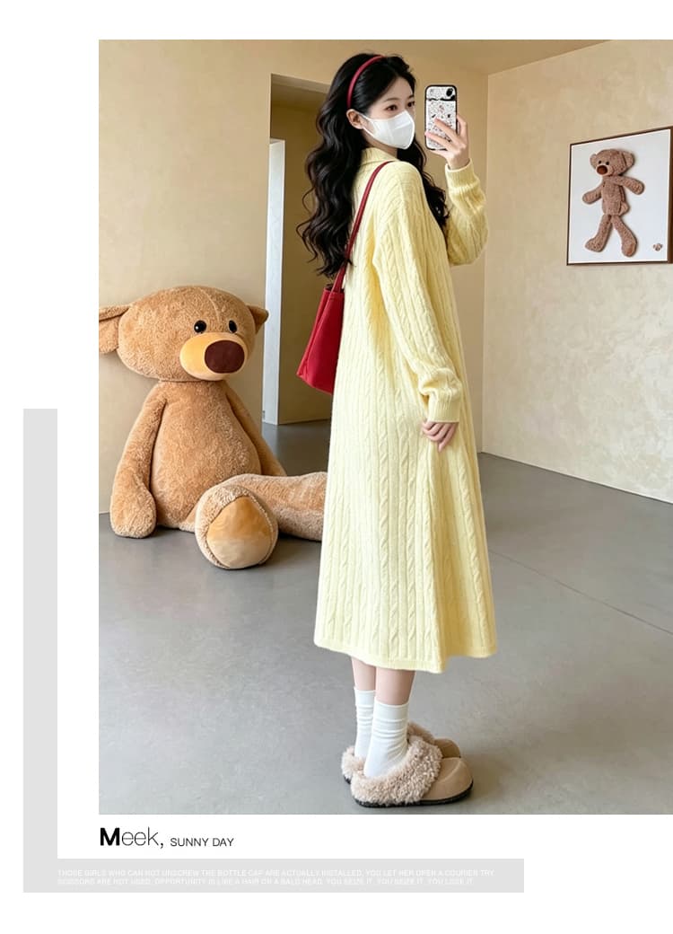신제품 임산부 드레스 여름 2026 새로운 패션 미니멀리즘 polo 칼라 품격 슬림해 보이는 임산부 롱 스커트 상세 이미지 13