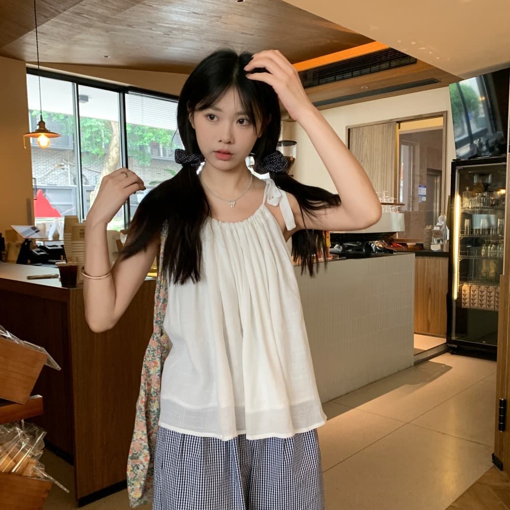 실사 한 부서 여름 화이트 요정 요정 스트랩 슬립 부드러운 찹쌀 달콤함 소녀 민소매 맨위 여성 이미지 5