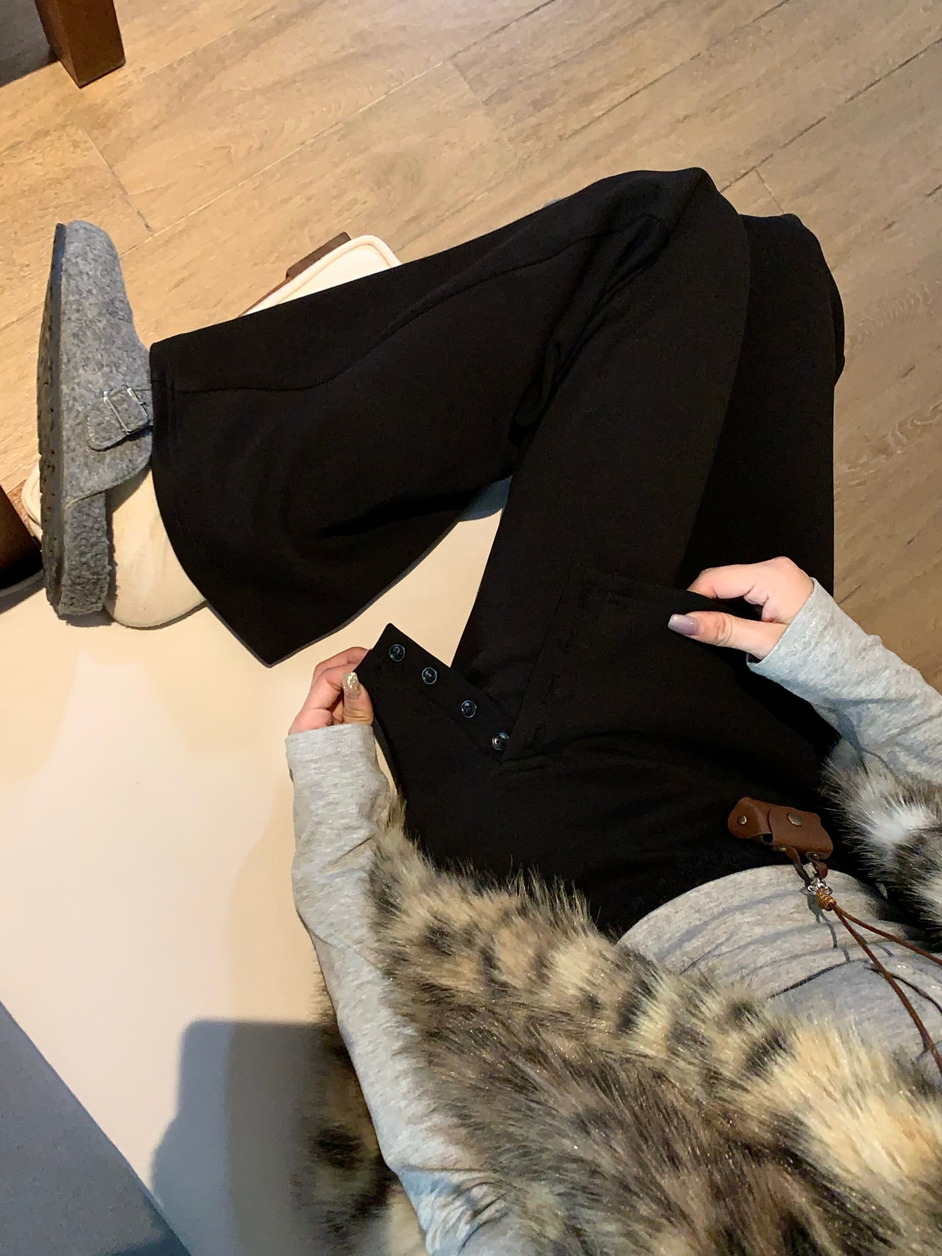 빈 가스 층 작은 대중 Chic 랩스커트팬츠 바지 아이들 새로운 하이웨이스트 나팔 바지 바닥 청소 와이드 레그 팬츠 상세 이미지 18