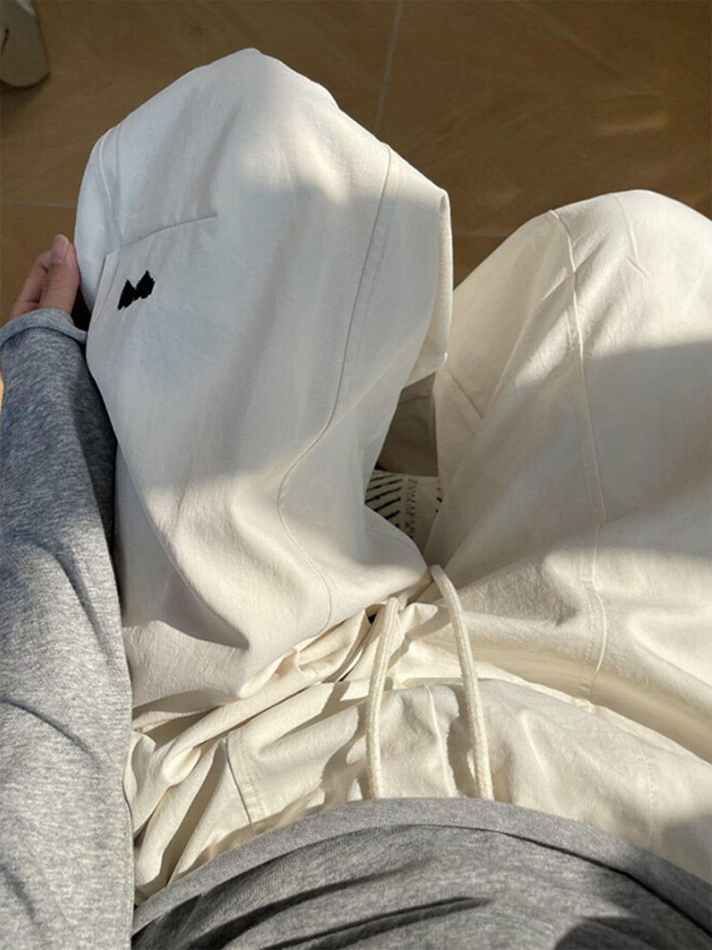 자수 넓은 다리 속도 건조한 워크웨어 팬츠 여성 여름 스트레이트 루즈핏 슬림해 보이는 캐주얼 운동 바지 이미지 3