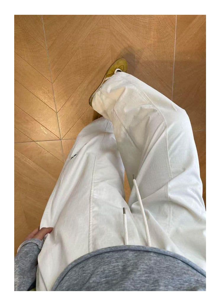 자수 넓은 다리 속도 건조한 워크웨어 팬츠 여성 여름 스트레이트 루즈핏 슬림해 보이는 캐주얼 운동 바지 상세 이미지 9