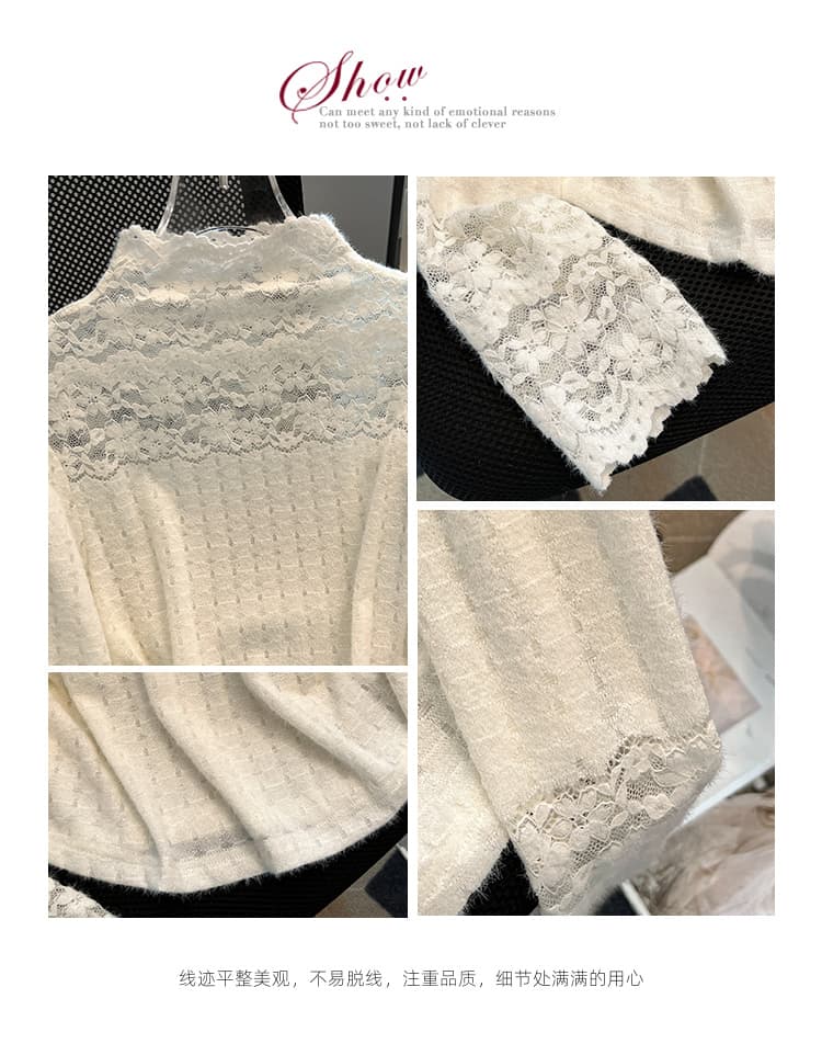 봄 드레스 반하이넥 긴팔 레이스 기본 셔츠 여성 새로운 몸매 가꾸기 슬림해 보이는 품격 다용도 인사이드 가져 가라. 외출용 맨위 트렌디 상세 이미지 6