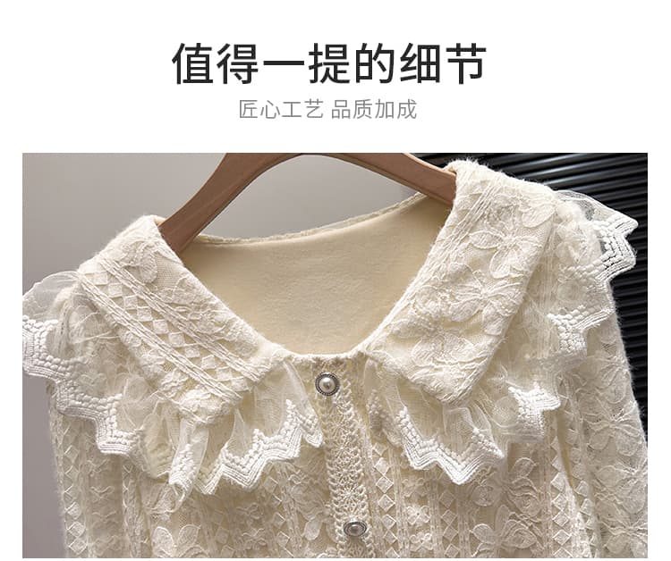 가을 새로운 패션 외국 가스 베이비 칼라 긴팔 레이스 만나는 여성 셔츠 디자인 센스 풀오버 가스 다용도 맨위 상세 이미지 4