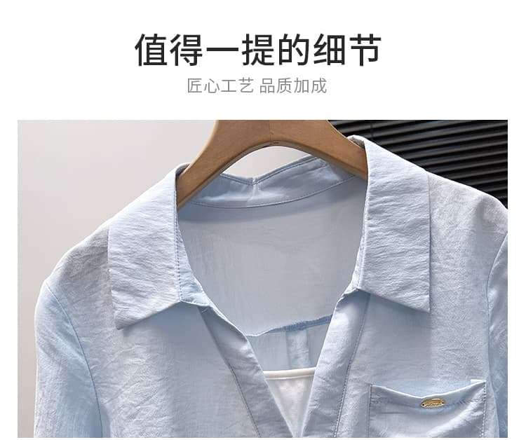 봄 여름 새로운 프랑스식 7부 소매 여성 셔츠 디자인 센스 슬림해 보이는 연령 감소 페이크 레이어드 맨위 패션 외국 가스 작은 셔츠 상세 이미지 4